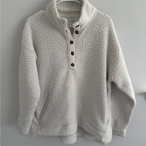 Aerie Cozy White Sherpa Pullover